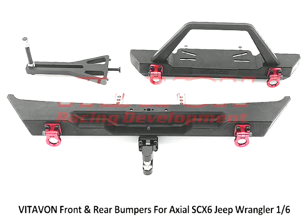 VITAVON Front & Rear Bumpers for Axial SCX6 Jeep Wrangler 1/6