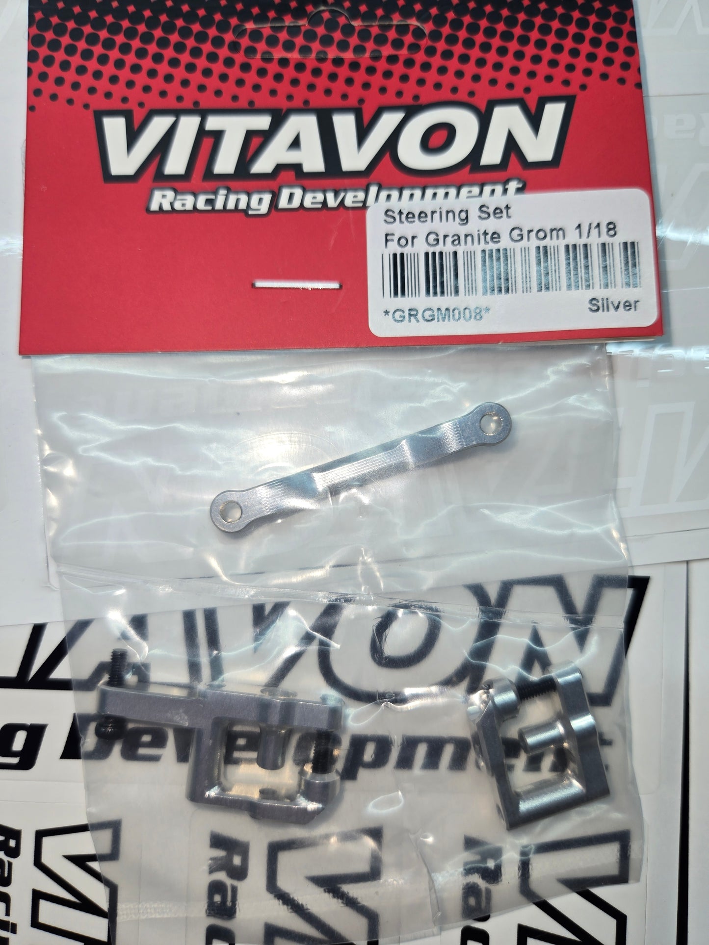 VITAVON CNC Alu7075 Steering Set For Arrma Granite Grom 1/18 & Typhon Grom 1/18 ARA340202 - Silver