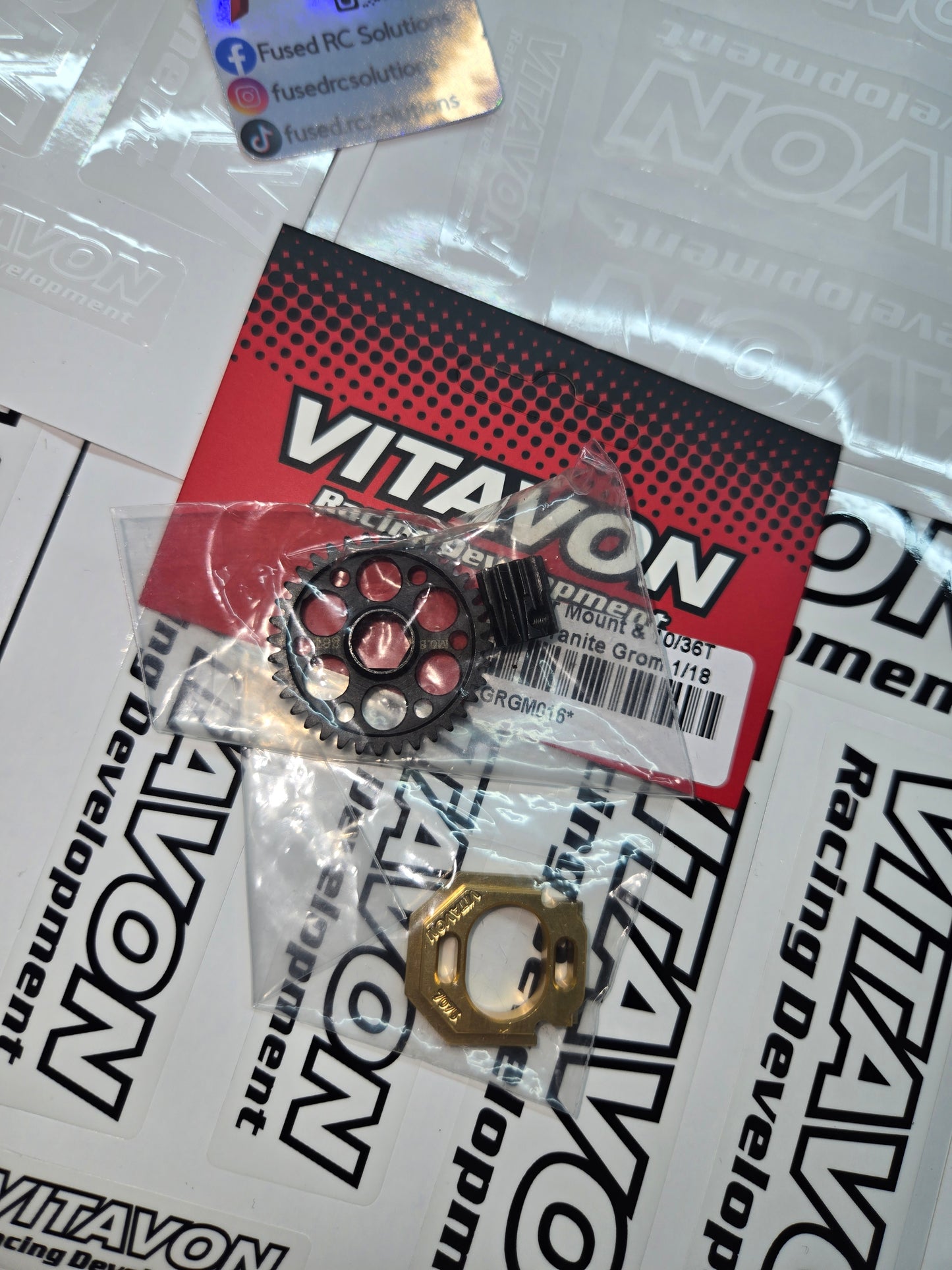 VITAVON CNC Alu7075 V2 Adjustable Motor Mount & HD Steel 10/36T 0.8 Mod Pinion/Spur gear Set For Arrma Granite Grom 1/18 & Arrma Mojave Grom 1/16 &Typhon Grom 1/14