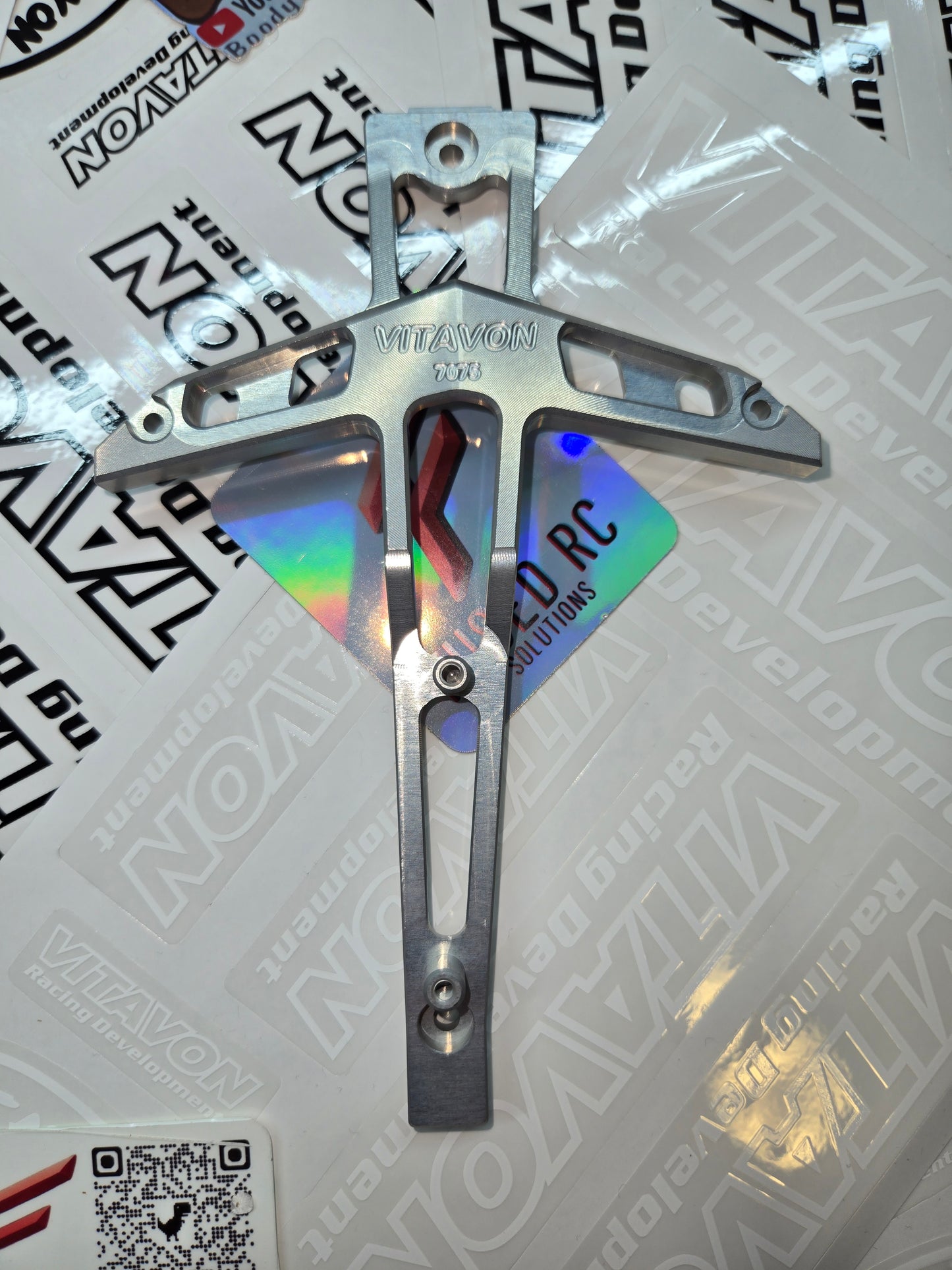 VITAVON CNC Aluminum #7075 Front Chassis Brace for Traxxas MAXX 1/10, Traxxas MAXX/Slash - Silver