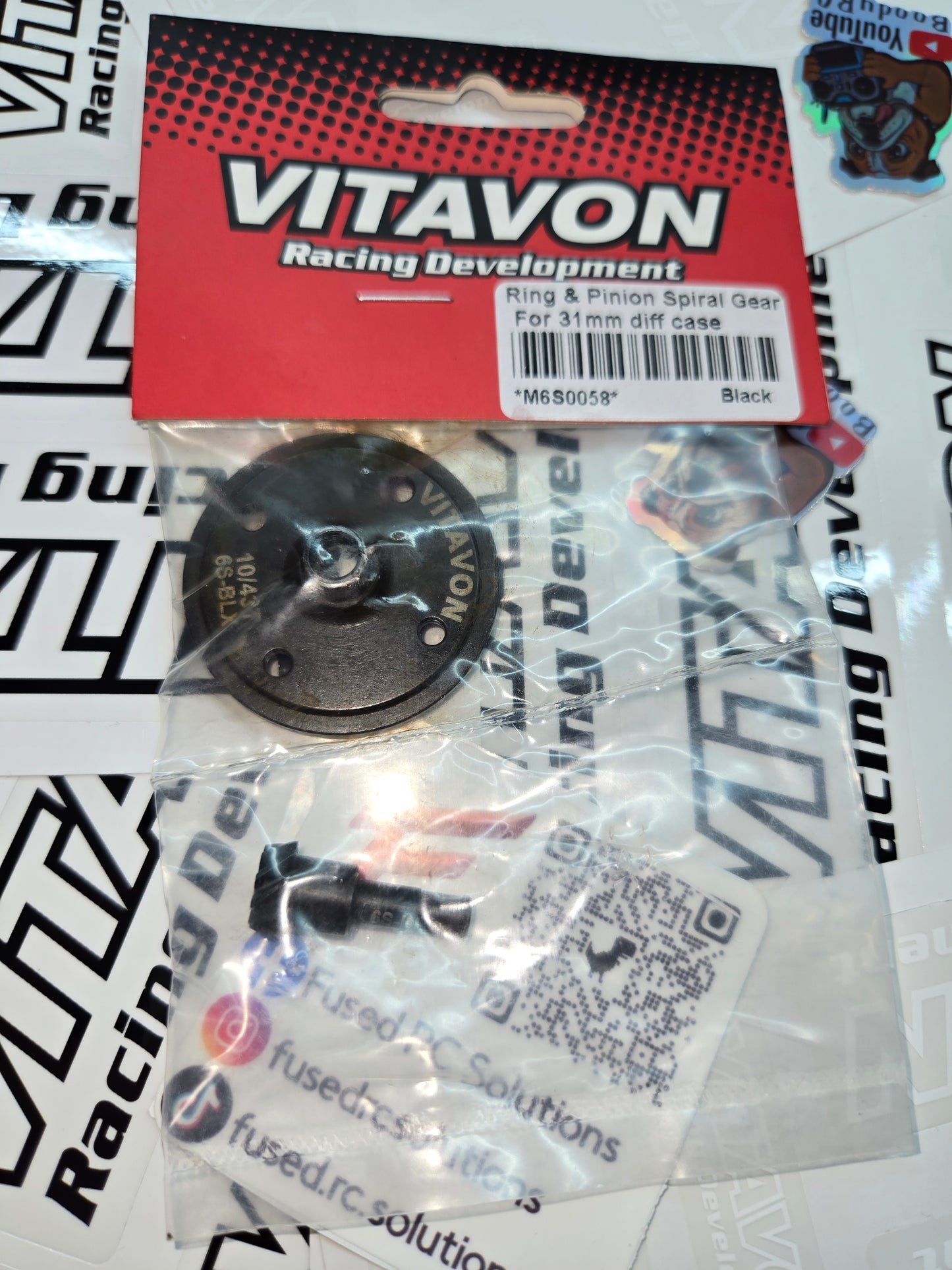 VITAVON Arrma 6S HD Steel Ring & Pinion Spiral Cut Gear set 43/10T For Kraton BLX 31mm diff case Ar310497 /498 - Black