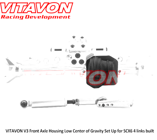 VITAVON V3 Front Axle Housing Low Center of Gravity Set Up for SCX6 4 links built